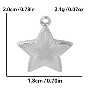 Detailed size and weight specs for the 304 stainless steel star pendant accessory