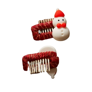 Christmas snowman pet hair clip set with red hats for small dogs and cats hair accessories