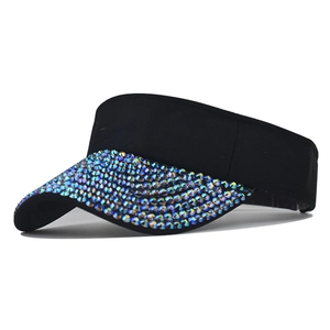Visiera Parasole Donna Con Strass Scintillanti Cappello Senza Parte Superiore In Cotone Per Spiaggia E Viaggi Esterni