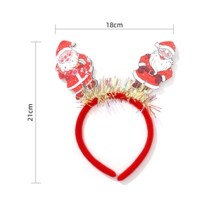 Serre-tête de Noël rouge avec Père Noël et dimensions 18cm x 21cm présentées en détail