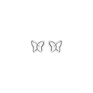Minimalist 925 sterling silver butterfly stud earrings with hollow wings and knot design