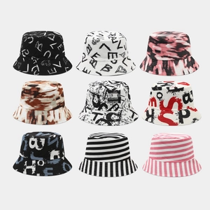Bucket Hat Polyester Graffiti Letter Print Tie Dye Striped Sun Protection Outdoor Streetwear For Women Men