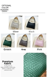 Detail shot of textured embossed material in silver, black, green, grey, and pink finishes