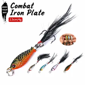 Μίνι μεταλλικό jig 2,5cm 4g με 3D μάτια και φτερωτό αγκίστρι για ψάρεμα σε γλυκό νερό