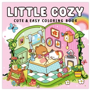 Little Cozy Cute And Easy Coloring Book For Kids And Adults Stress Relief Cozy Indoor Cartoon Illustration Drawing Book