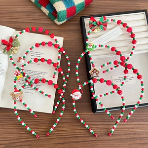 Christmas Beaded Headband Acrylic Resin Plastic Santa Reindeer Snowman Holiday Party Hair Accessory For Kids Girls