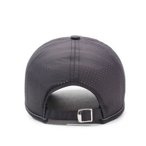 Men's dark gray breathable mesh baseball cap with adjustable metal strap buckle