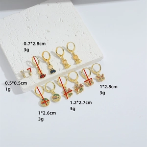 Delicate alloy earrings with butterfly and clover shapes featuring colorful cubic zirconia