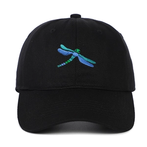 Baseball Cap Cotton Hat With Dragonfly Embroidery Curved Brim Adjustable Metal Buckle Casual Outdoor Sunshade For Adult