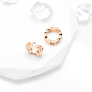 Rose gold hollow spacer beads with sparkling cubic zirconia for DIY jewelry making