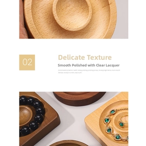 Macro detail of natural solid wood jewelry tray showing fine grain and polished texture