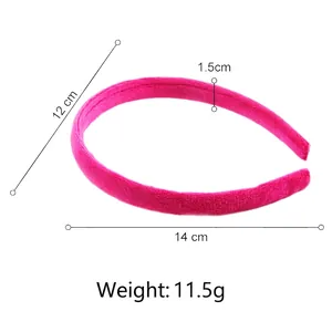 Fuchsia plush sponge headband for women showing dimensions 14cm width and 1.5cm band