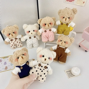 Portachiavi orsetto di peluche con saline colorate e a pois in vari stili e colori