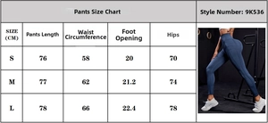Guide des tailles détaillé pour leggings de yoga sans couture à taille haute sport