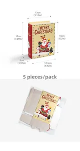 Detail view of 5pcs book-shaped Christmas candy boxes with Santa and reindeer designs