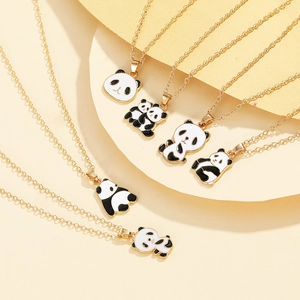 Simpatica Collana Con Pendente Panda In Lega E Smalto Per Uomo Donna Gioielli Con Animali Placcati Oro Regalo Panda Cartone