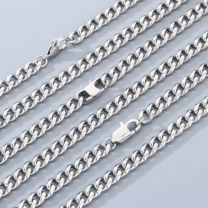 Cuban Link Kette Edelstahl Geometrischer Schnitt Poliert Handgefertigt Schmuck Mode Minimalistisch Für Herren Damen