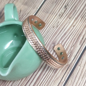 Bracelet thérapeutique en cuivre magnétique bicolore avec motif tissé torsadé
