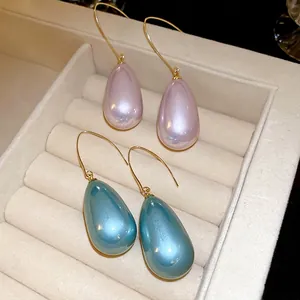 Orecchini A Goccia Per Donna Con Perno In Argento Sterling 925 Rame Perla Artificialto Chic Francese Elegante Gancio