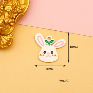 Macro shot of white rabbit alloy charm with 18x20mm dimensions and 1.9g weight details