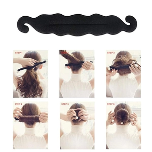 Step-by-step tutorial for using wave sponge hair styling tool to create a bun hairstyle