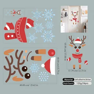 Detailed view of reindeer Christmas wall stickers set with 24 decorative decal pieces