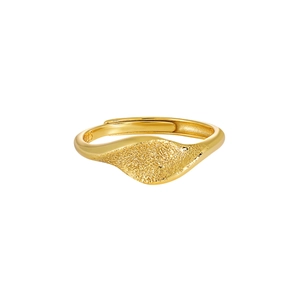 Irregular wavy matte finish S925 sterling silver adjustable open ring in gold color