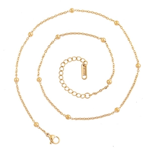 Stainless Steel Bead Chain Necklace Minimalist Flat O-Link Choker For Men And Women Vacuum Plated