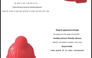 Detailed view of red silicone wine stopper with knitted texture for fresh preservation