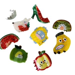 Cute fruit shaped acetate hair claws including strawberry and apple designs for women