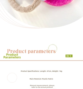 Detailed view of plush headband specs showing 47cm length and 16g weight details