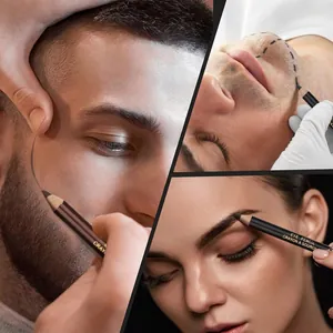 Barber pencil set for beard outline and eyebrows with built-in sharpener caps