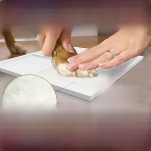 Detail of safe non-toxic clay texture for baby and pet footprint DIY frame kit