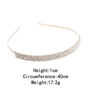 Elegant three-row rhinestone headband in gold finish for bridal and wedding hair styling