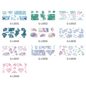 Glittery mermaid scale temporary tattoo stickers in colorful gradient ocean themes