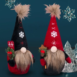 Christmas Gnome Plush Ornament Faceless Swedish Tomte Dwarf Decoration With Snowflake Hat Long Beard For Home Holiday