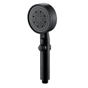 Matte black high pressure handheld shower head with stop button and silicone nozzles