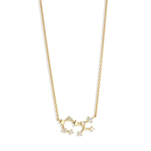 Detailed view of Sagittarius constellation pendant with gold plating and sparkling zircons