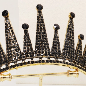 Vintage black and gold tiara with rhinestones for weddings and elegant parties