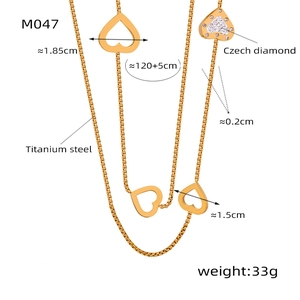 Detailed size specifications of the titanium steel heart pendant necklace with Czech diamonds