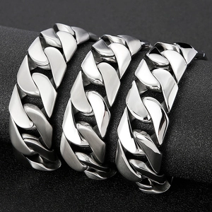 Detailed comparison of 24mm silver Cuban bracelets in matte and polished finishes