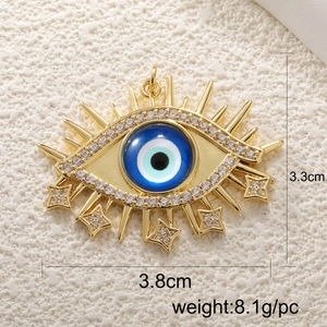 Macro view of Evil Eye pendant showing 3.8cm dimensions and zircon inlay details
