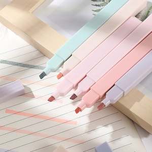6-pack square Morandi aesthetic highlighters on notebook with soft chisel tip strokes