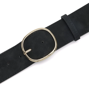 Ceinture femme en similicuir noir avec boucle ovale dorée pour robes et chemises