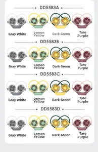 Four colors of portable neck fans in grey, yellow, green and purple Morandi tones