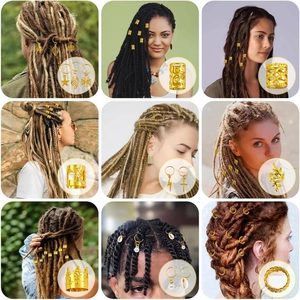 245 pieces of golden braid hair accessories with star, leaf and shell charms on models