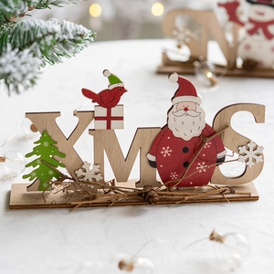 Décoration De Table Noël En Bois Lettres XMAS SNOW Signe Père Noël Bonhomme De Neige Pour Fêtes Maison