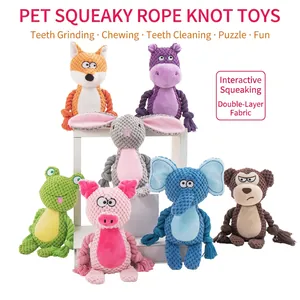 Interactive Dog Squeaky Plush Toy Cotton Rope Animal Shape Bite Resistant For Pets Pineapple Velvet Crinkle Paper