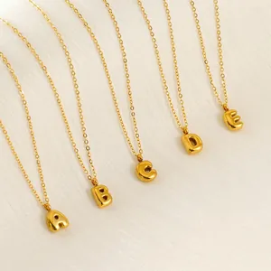 Bubble Letter Pendant Necklace 18K Gold Plated Stainless Steel 3D Puff Balloon Initial Minimalist Jewelry For Women