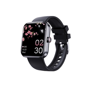 F57L Smartwatch with glucose monitoring and square screen on a black silicone strap